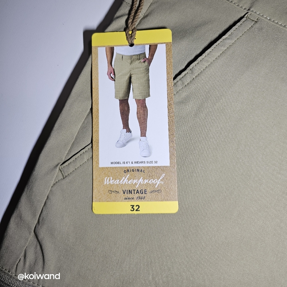 Weatherproof Vintage Men's Flat Front Gray Stretch Trail Short. - Picture 4 of 13